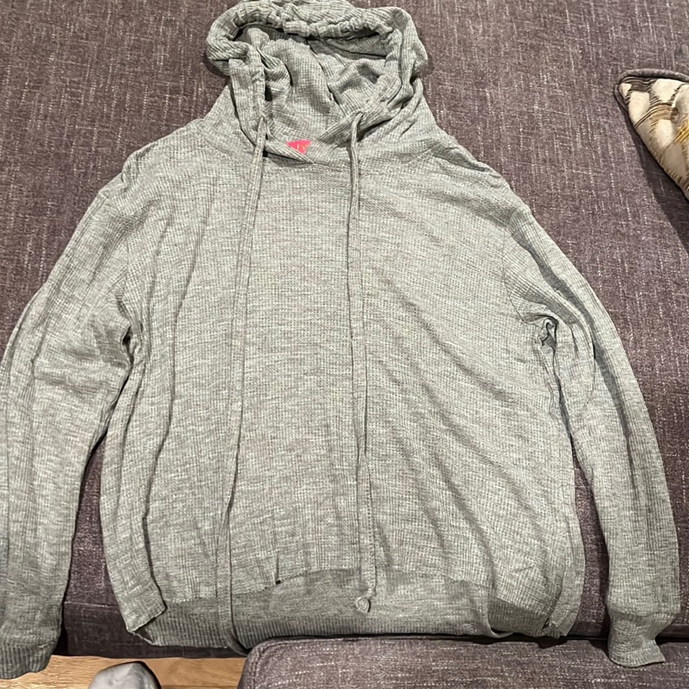 Me.n.u grey zip up sweatshirt with hood size small.